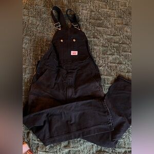 Round House Double Knee Canvas Work Black Overall USA Made Size 34x32